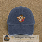 Casquette baseball Bleu marine délavé 100% coton avec visuel Singe fou grimace 7 cm - image produit principale