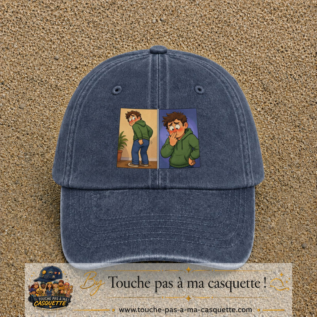 Casquette baseball Bleu marine délavé 100% coton avec visuel Humour odeur 7 cm - image produit principale