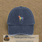 Casquette Bleu marine délavé 100% coton avec motif Zèbre arc-en-ciel 5 cm - image principale