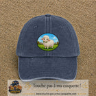 Casquette baseball Bleu marine délavé 100% coton avec visuel Mouton à la ferme 7 cm - image produit principale