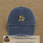 Casquette Bleu marine délavé 100% coton avec motif Surfing Wolf 5 cm - image principale