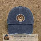 Casquette Bleu marine délavé motif Hérisson kawaii 7 cm - vue principale