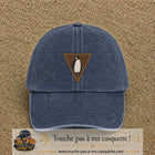 Casquette baseball Bleu marine délavé 100% coton avec visuel Pingouin panneau 7 cm - image produit principale