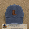 Casquette Bleu marine délavé 100% coton avec motif Bottes cowboy 7 cm - image principale