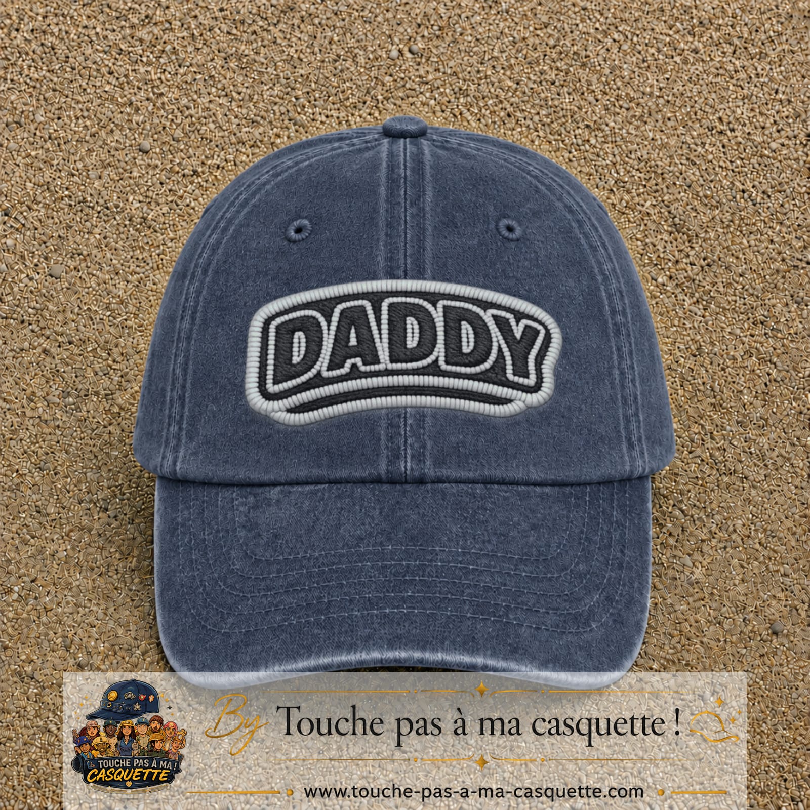 Casquette Bleu marine délavé motif Message Daddy 7 cm - vue principale