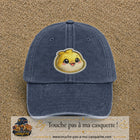 Casquette Bleu marine délavé motif Poussin joyeux 7 cm - vue principale