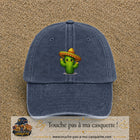 Casquette baseball Bleu marine délavé 100% coton avec visuel Cactus sombrero 7 cm - image produit principale