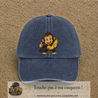 Casquette baseball Bleu marine délavé 100% coton avec motif Singe à la banane 7 cm - image principale