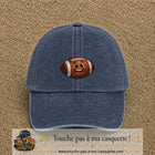 Casquette Bleu marine délavé 100% coton avec motif Ballon de rugby sourire 5 cm - image principale