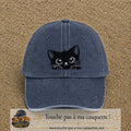 Casquette Bleu marine délavé motif Chaton malicieux 7 cm - vue principale