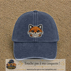 Casquette Bleu marine délavé motif Renard kawaii 7 cm - vue principale