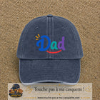 Casquette baseball Bleu marine délavé 100% coton avec visuel Dad coloré 7 cm - image produit principale
