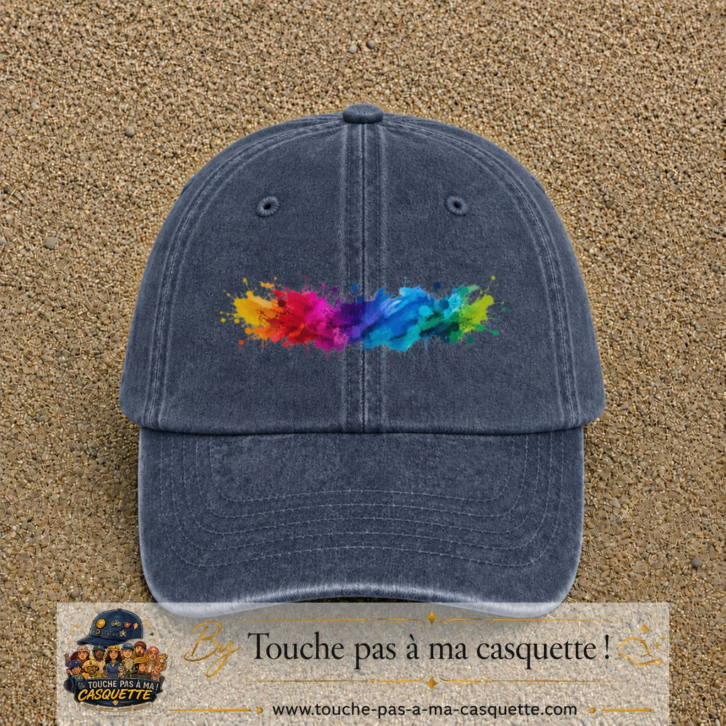 Casquette baseball Bleu marine délavé 100% coton avec visuel Éclaboussure peinture 5 cm - image produit principale