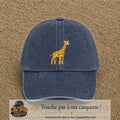 Casquette Bleu marine délavé motif Girafe 7 cm - vue principale