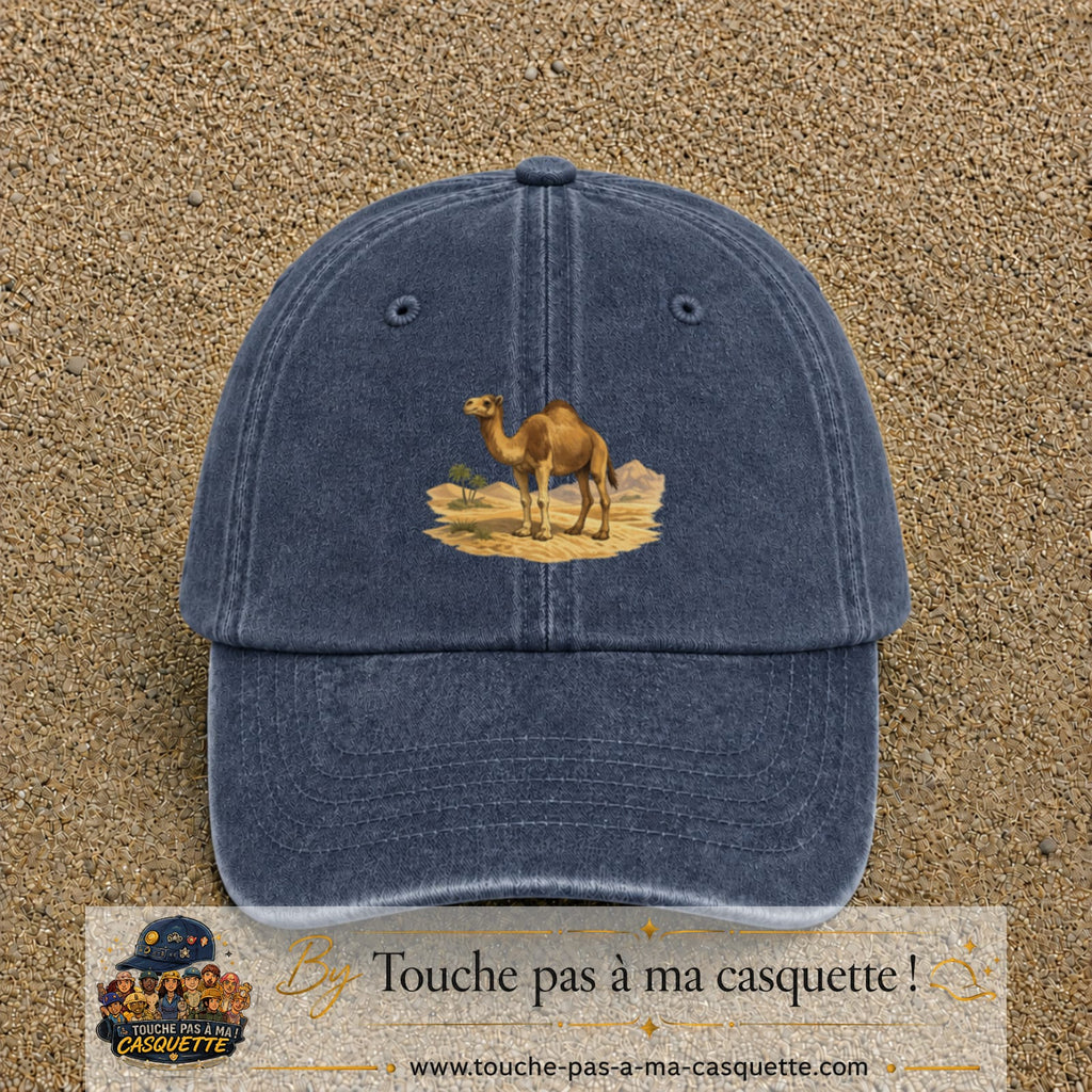 Casquette baseball Bleu marine délavé 100% coton avec motif Chameau du désert 7 cm - image principale