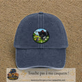 Casquette baseball Bleu marine délavé 100% coton avec visuel Chat noir et souris 7 cm - image produit principale