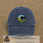 Casquette baseball Bleu marine délavé 100% coton avec visuel Chat noir et souris 7 cm - image produit principale
