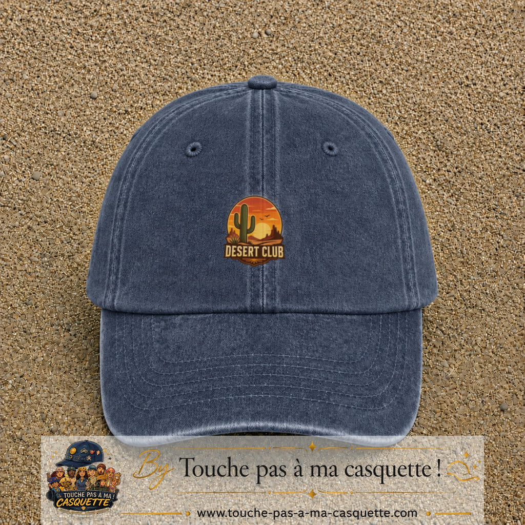 Casquette Bleu marine délavé 100% coton avec motif Desert Club cactus 5 cm - image principale
