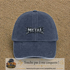 Casquette baseball Bleu marine délavé 100% coton avec visuel Typographie métal 5 cm - image produit principale