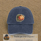 Casquette Bleu marine délavé motif Pêches fruitées 7 cm - vue principale