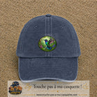 Casquette baseball Bleu marine délavé 100% coton avec visuel Colibri tropical 7 cm - image produit principale