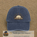 Casquette Bleu marine délavé 100% coton avec motif Soleil couchant bohème 7 cm - image principale