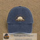 Casquette Bleu marine délavé 100% coton avec motif Soleil couchant bohème 7 cm - image principale