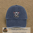 Casquette Bleu marine délavé motif Koala multicolore 7 cm - vue principale