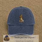 Casquette baseball Bleu marine délavé 100% coton avec motif Pharaon égyptien 7 cm - image principale