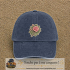 Casquette Bleu marine délavé motif Bouquet de rose 7 cm - vue principale
