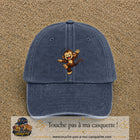 Casquette baseball Bleu marine délavé 100% coton avec motif Singe danseur 7 cm - image principale