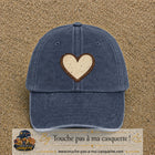 Casquette Bleu marine délavé 100% coton avec motif Cœur bohème 7 cm - image principale