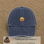 Casquette Bleu marine délavé motif Smiley joyeux 3 cm - vue principale