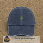 Casquette baseball Bleu marine délavé 100% coton avec visuel Feuille de chêne 3 cm - image produit principale