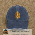 Casquette baseball Bleu marine délavé 100% coton avec motif Lion astrologique 7 cm - image principale