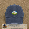 Casquette baseball Bleu marine délavé 100% coton avec visuel Mouton à la ferme 5 cm - image produit principale