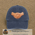 Casquette Bleu marine délavé 100% coton avec motif Poignée de main 7 cm - image principale