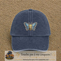 Casquette Bleu marine délavé motif Abeille papillon 5 cm - vue principale