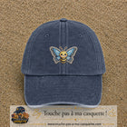 Casquette Bleu marine délavé motif Abeille papillon 5 cm - vue principale