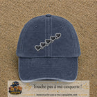 Casquette Bleu marine délavé motif Guirlande de cœurs 7 cm - vue principale