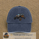 Casquette Bleu marine délavé 100% coton avec motif Buggy tout-terrain orange 7 cm - image principale