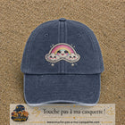 Casquette Bleu marine délavé motif Arc-en-ciel nuageux 7 cm - vue principale