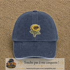 Casquette Bleu marine délavé motif Tournesol patch 7 cm - vue principale