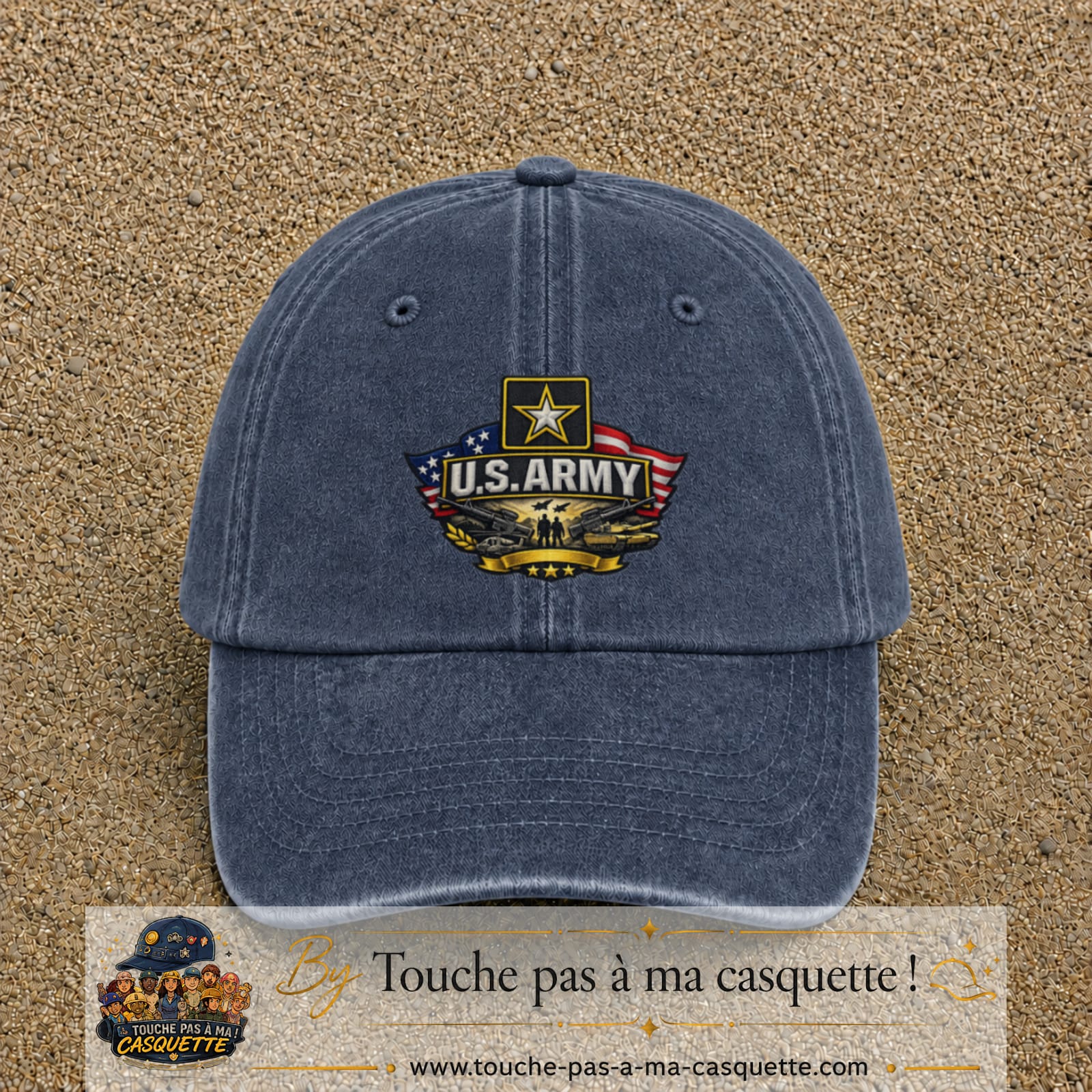 Casquette Bleu marine délavé motif Emblème U.S. Army 7 cm - vue principale