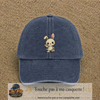 Casquette baseball Bleu marine délavé 100% coton avec motif Lapin kawaii 7 cm - image principale