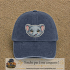 Casquette Bleu marine délavé motif Éléphant kawaii 7 cm - vue principale