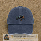 Casquette Bleu marine délavé 100% coton avec motif Buggy tout-terrain orange 5 cm - image principale