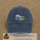 Casquette baseball Bleu marine délavé 100% coton avec motif Paysage montagne lac 5 cm - image principale