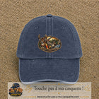 Casquette Bleu marine délavé motif Scène de chasse 7 cm - vue principale