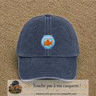 Casquette Bleu marine délavé 100% coton avec motif Poisson rouge dans bocal 5 cm - image principale